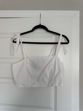 a new day White Tie-Shoulder Crop Top
